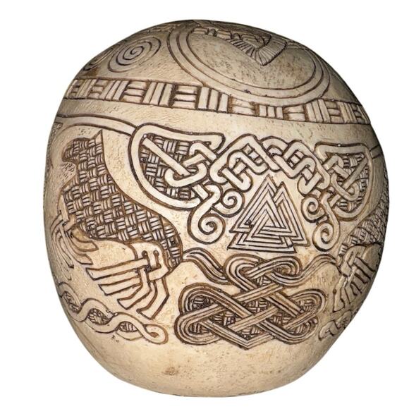 EBROS Norse Viking Skull Figurine 7" Length Fantasy Sculpture - Picture 5 of 8